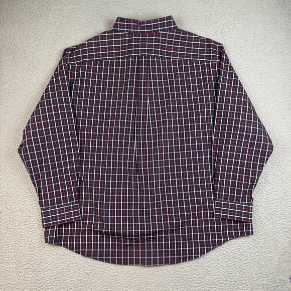 Roundtree & Yorke Shirt Mens 2XL Red Blue White Plaid Button Down Cotton Casual - Picture 2 of 8